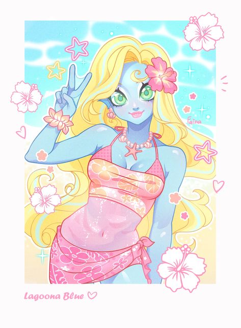 Monster High Lagoona Fanart, Lagoona Blue Fanart, Arte Monster High, Lagoona Blue, Monster High Art, Monster High Characters, High Art, Cute Art Styles, Kawaii Drawings