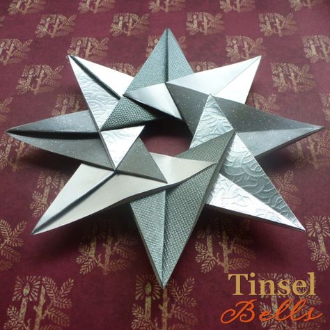 Paper craft origami style folding Christmas star instructions and tutorial make a DIY handmade greeting card topper or tree ornament Folded Christmas Tree, Christmas Tree Ornaments To Make, Craft Origami, Origami Christmas Tree, Paper Christmas Ornaments, Diy Christmas Tree Ornaments, Paper Flower Wall Decor, Star Tree, Paper Flower Decor