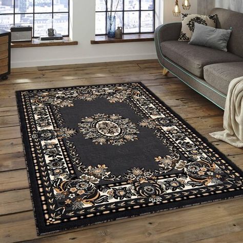 Bungalow Rose Halyn Cotton Indoor/Outdoor Area Rug with Non-Slip Backing | Wayfair Housing Inspiration, Lion's Den, Drop Stitch, Neon Room, Dark Home Decor, Dream Furniture, Goth Home, Dark Home, Rain Barrel