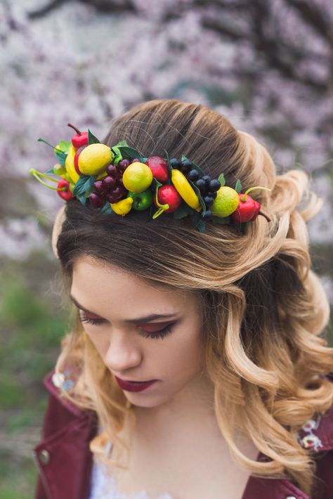 Baby Girl Style Summer, Fruit Headpiece, Fruit Headband, Baby Girl Fashion Summer, Baby Dress Wedding, Baby Girl Style, Shoot Moodboard, Party Fruit, Floral Crown Wedding