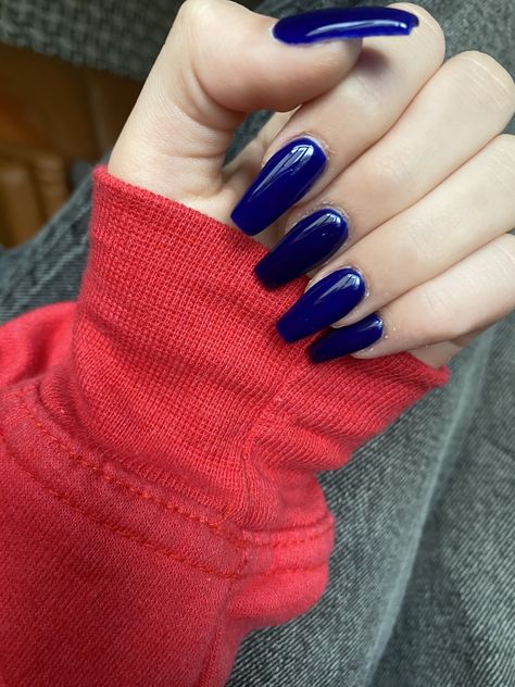 Dark Blue Acrylic Nails, Deep Blue Nails, Cross Nail Designs, Acrylic Nails Blue, Summer Stiletto Nails, Colourful Acrylic Nails, Character Nails, Basic Nail, Blue And Silver Nails