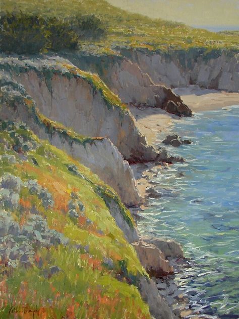 Kathleen Dumphy's Limited Palette Academic Drawing, Painting Landscapes, Painting Competition, Ocean Scenes, Hur Man Målar, Ocean Painting, Art Beach, Animal Sketches, Plein Air Paintings