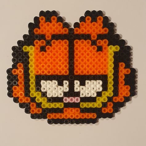 Big Fuse Bead Patterns, Yellow Perler Bead Patterns, Perler Bead Memes, Smiling Friends Perler Bead, Garfield Perler Beads, Garfield Perler, Melty Bead Designs, Perler Bead Mario, Hamma Beads Ideas