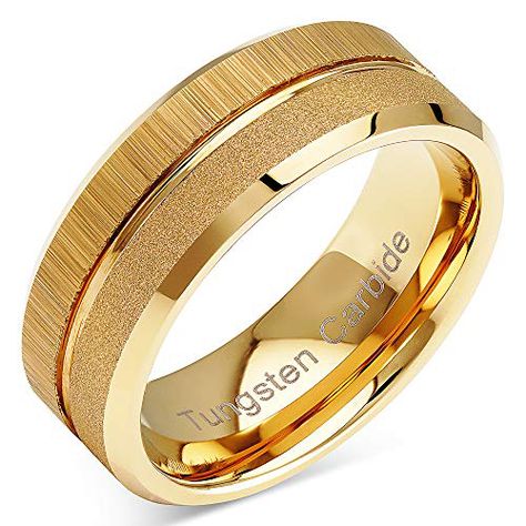 Men Wedding Bands Gold, Men Rings Gold, Gold Round Ring, Tungsten Rings For Men, Men Wedding Bands, Rings For Men Wedding, Gold Rings For Men, Mens Gold Wedding Band, Tungsten Carbide Wedding Bands