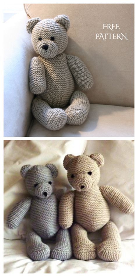 Knit Teddy Bear Plush Toy Free Knitting Pattern Knitting Toys Easy, Christmas Toy Knitting Patterns, Knitting Bear, Knitting Dolls Free Patterns, Knitting Patterns Free Dog, Rabbit Knitting Pattern, Teddy Bear Patterns Free, Knitted Dolls Free, Teddy Bear Knitting Pattern