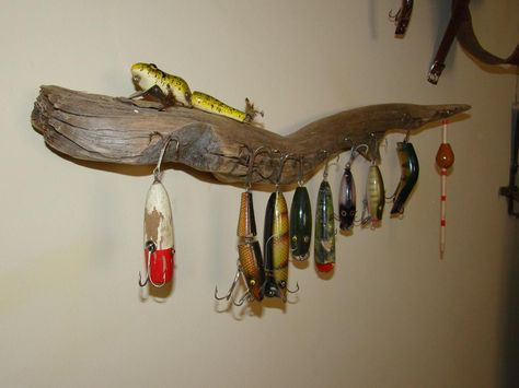 Fishing Tackle Room, Tattoo Fishing, Fishing Lures Display, Fishing Tattoo, Antique Fishing Lures, Fishing Birthday Party, Fishing Room, Vintage Fishing Lures, Lake Decor