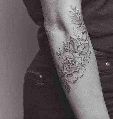 A simple rose tattoo on your arm. #eleganttattoos #tattoo #smalltattoo #minimalisttattoo