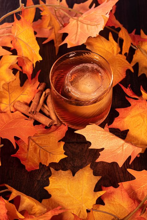 Maple Cinnamon Old Fashioned - First Pour Cocktails Cinnamon Old Fashioned, Fall Drink Photography, Cinnamon Broom, Cinnamon Simple Syrup, Cocktail List, Small Mason Jars, Fall Cocktails, Fall Drinks, Autumn Flavors