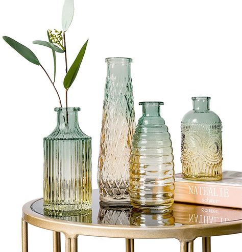 Amazon.com: Glass Vase Bulk Glass Vases Set of 4, Bud Vase in Bulk for Centerpieces, Clear Small Glass Vase for Home Decoration : Home & Kitchen Tall Floor Vases, Colored Glass Vases, Small Glass Vases, Gold Vases, Nordic Decor, Mini Vase, Crystal Vase, Tall Vases, Floor Vase