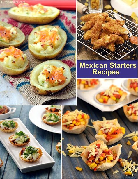 45 Mexican Starters Recipes : Vegetarian Mexican Starters : Tarladalal.com | Page 1 of 4 Vegetarian Mexican Appetizers, Starters Recipes Vegetarian, Mexican Starters, Nachos With Cheese, Potato Fingers, Veg Starters, Cheesy Rolls, Taco Recipes Mexican, Veg Appetizers