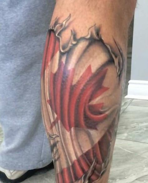 Military Tattoos For Men, Dude Tattoos, Canadian Flag Tattoo, Tattoos On People, Canadian Tattoos, Arm Tattoo Realistic, Canadian Tattoo, Canada Tattoo, Flag Tattoos