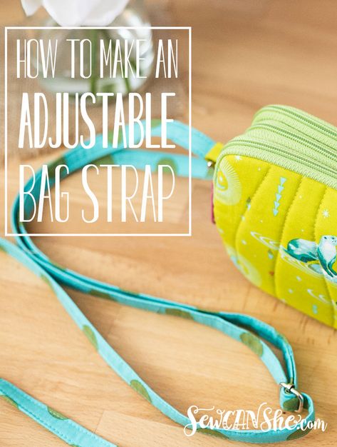 How to Make an Adjustable Bag Strap - easy and free sewing tutorial | She Sews! | Bloglovin’ Diy Bag Handles, Adjustable Bag Strap, Sewing Tutorials Free, Fabric Purses, Adjustable Bag, Purse Handles, Sewing Projects For Beginners, Purse Strap, Bag Handle