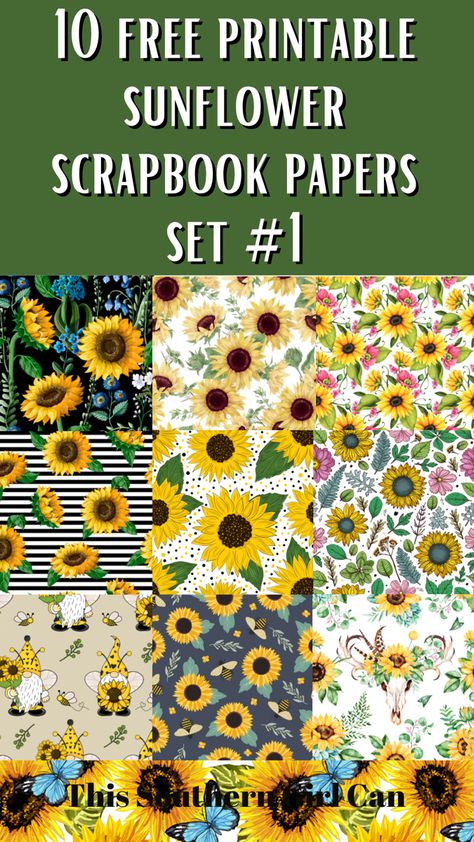 Free printable sunflower scrapbook paper Paper Sunflower Template Free Printable, Printable Sunflower Prints, Scrapbook Papers Free Printable, Free Printable Pattern Paper, Sunflower Free Printable, Free Digital Paper Printable, Scrapbooking Paper Free Printable, Sunflower Scrapbook Layouts, Printable Scrapbook Paper Free Prints