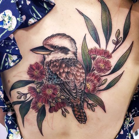 Kookaburra Tattoo, Memorial Tattoos Mom, Laughing Kookaburra, Australian Tattoo, Native Tattoos, Design Tattoos, My Tattoos, Australian Flowers, Tasteful Tattoos