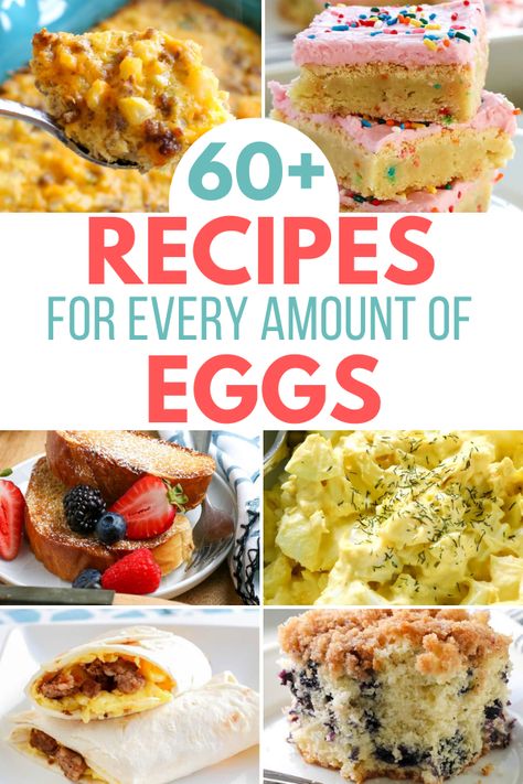 If you're looking for a way to use up those extra eggs in your fridge, try one of these 60+ Easy Egg Recipes for every amount of eggs on hand! Recipe Using Lots Of Eggs, Lunch Recipies, Waffle Cone Recipe, Egg Recipes For Dinner, Breakfast Burritos Frozen, Ways To Cook Eggs, Quick Baking, No Egg Desserts, Easy Egg Recipes