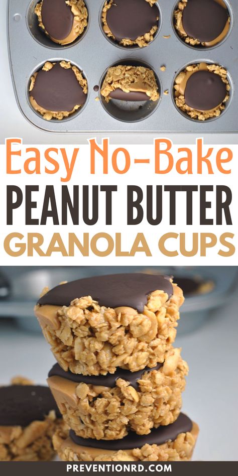 Breakfast Granola Cups, Easy To Make Food, Granola Cups, Chocolate Peanut Butter Brownies, Baked Oatmeal Cups, Baked Granola, Chocolate Peanut Butter Pie, Peanut Butter Oats, Peanut Butter Chocolate Bars