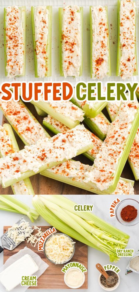 Stuffed Celery Baked Celery Recipes, Celery Toppings, Things To Do With Celery, Dirty Celery, Stuffed Celery Recipes, Stuffed Celery Sticks, Celery Snacks, Celery Recipe, Stuffed Celery