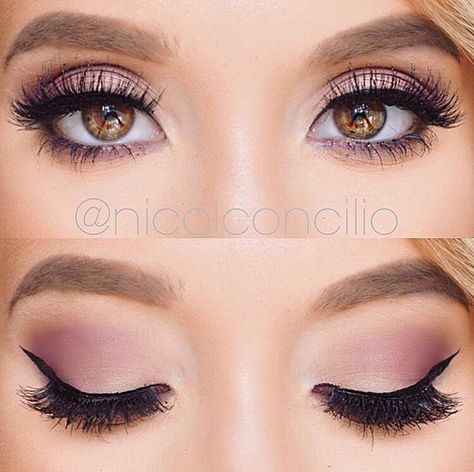 Bridesmaid Makeup Purple Eyeshadow, Purple Wedding Eyeshadow, Eye Makeup With Lavender Outfit, Purple Eyeshadow Bridal Makeup, Soft Glam Purple Eyeshadow, Neutral Purple Eyeshadow, Purple Fall Makeup Looks, Purple Bridesmaid Makeup Looks, Bridesmaid Makeup For Purple Dress