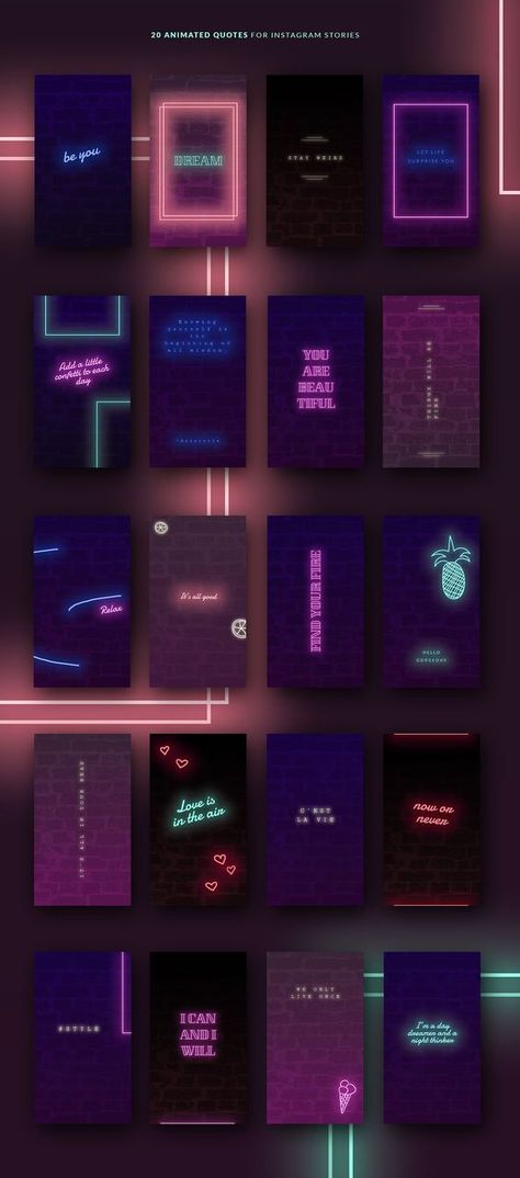 ANIMATED Instagram Story Quotes-Neon by CreativeFolks on @creativemarket #animated #instagram #quotes #neon #style #movingneonlights #fashion #trendy #90s #80s #stylish #modern #instagramtemplates #blogger Neon Branding Design, Neon Design Graphic, Neon Graphic Design, Neon Branding, Neon Template, Neon Animation, Neon Instagram, Neon Graphics, Instagram Animation