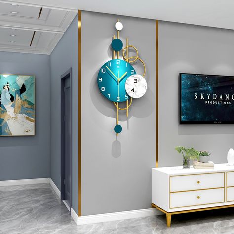 New timepiece wall clock living room light luxury clock wall home fashion creative decoration modern simple art wall watch https://m.alibaba.com/product/1600733890648/New-timepiece-wall-clock-living-room.html?__sceneInfo={"cacheTime":"1800000","type":"appDetailShare"} Clock In Living Room, Living Room Art Deco, Large Metal Wall Clock, Wall Clock Luxury, Big Wall Clocks, Wall Clock Classic, Large Wall Clock Modern, Bedroom Wall Clock, Wall Clocks Living Room