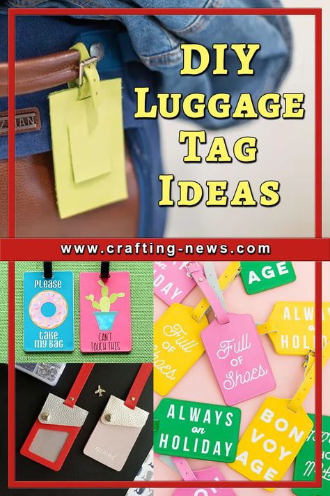 21 DIY Luggage Tag Ideas Diy Luggage Tag, Diy Bag Tags, Luggage Tags Printable, Luggage Tag Template, Upcycled Denim Diy, Luggage Tags Diy, Phone Bag Pattern, Diy Suitcase, Travel Bag Tag