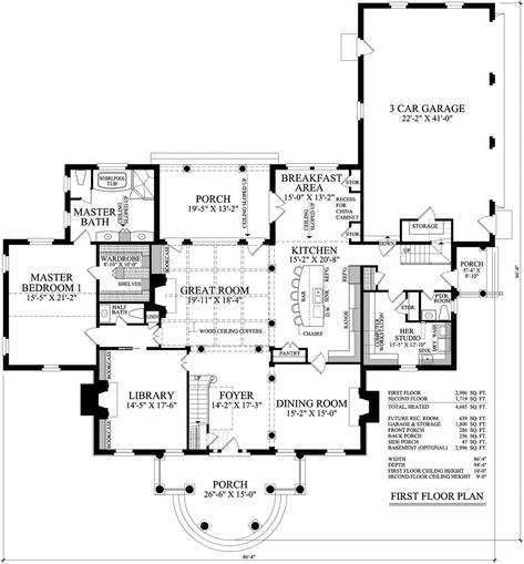 Southern Colonial House Plan - 5 Bedrooms, 5 Bath, 4685 Sq Ft Plan 57-210 Colonial House Layout, Center Hall Colonial Floor Plan, Colonial Floor Plan, Southern Colonial House Plans, Southern Colonial, Colonial Style House, Colonial Style House Plans, Colonial House Plans, Colonial Interior