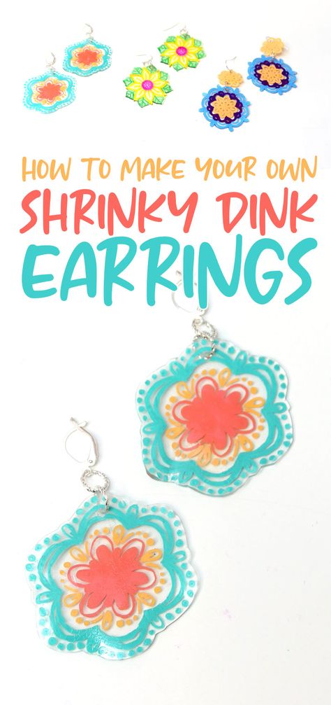 Shrinky Dink Templates, Shrinky Dink Art, Mod Podge Dimensional Magic, Shrinky Dink Jewelry, Shrinky Dink Crafts, Shrinky Dink Earrings, Diy Crafts Earrings, Shrink Plastic Jewelry, Free Printable Templates