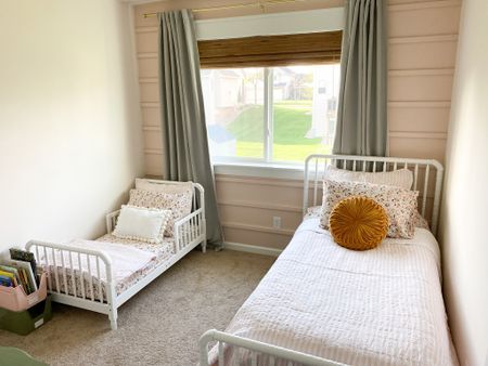 Twin Bed And Toddler Bed Shared Room, Shared Room With Trundle Bed, Rug Size For 2 Twin Beds, Toddler Bed And Twin Bed Shared Room, Twin Bed For Girls Room, Twin And Toddler Bed Shared Room, Room Sharing With Toddler, Full And Twin Bed Shared Room, Twin Bed For Toddler