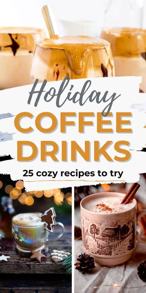 Cozy up this winter with the best holiday coffee drinks. From peppermint mocha to gingerbread latte, eggnog coffee and fall inspired coffee drinks, these Winter coffee drinks recipes are hard to resist. DIY holiday coffee drinks | Christmas coffee recipes | Thanksgiving coffee drinks | Coffee drinks | Coffee recipes | How to make coffee | Coffee brewing Guides Winter Coffee Drinks, Christmas Coffee Drinks, Coffee Drinks Recipes, Seasonal Coffee Drinks, Holiday Coffee Drinks, Eggnog Coffee, Coffee Recipes Hot, Hot Coffee Drinks, Thanksgiving Coffee