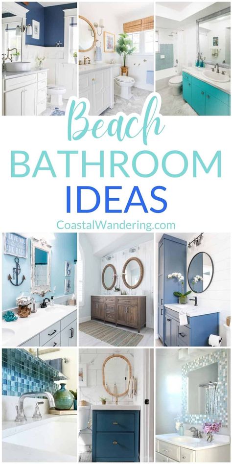 e inspiration for your bathroom decor? Here are 20 different ideas to help you transform your bathroom into a relaxing beach feel retreat Beachy Bathroom Ideas, Coastal Chic Bathroom, Beach Bathroom Ideas, Beach Themed Bathroom Ideas, Coastal Bathroom Design, Coastal Bathroom Decor, Sea Life Wall Art, Beach House Bathroom, Relaxing Beach