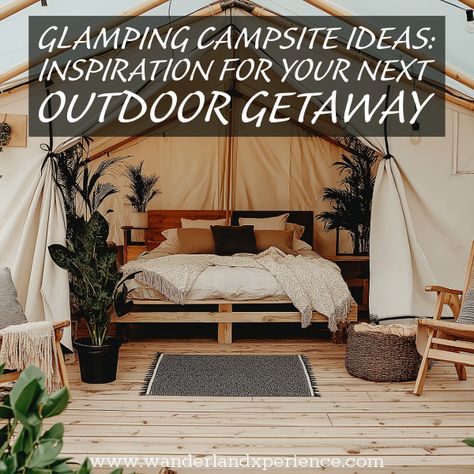 Get inspired by these incredible glamping campsite ideas and start planning your next luxurious outdoor adventure. From cozy seating areas to gourmet camp kitchens, we've got all the ideas you need to create the ultimate glamp site. Start exploring now! Glamping Decor Ideas, Inside Tent Ideas Camping, Glamping Must Haves, Glamping Campsite, Glamping Aesthetic, Dog Camping Gear, Campsite Ideas, Portable Dog Kennels, Chic Cabin