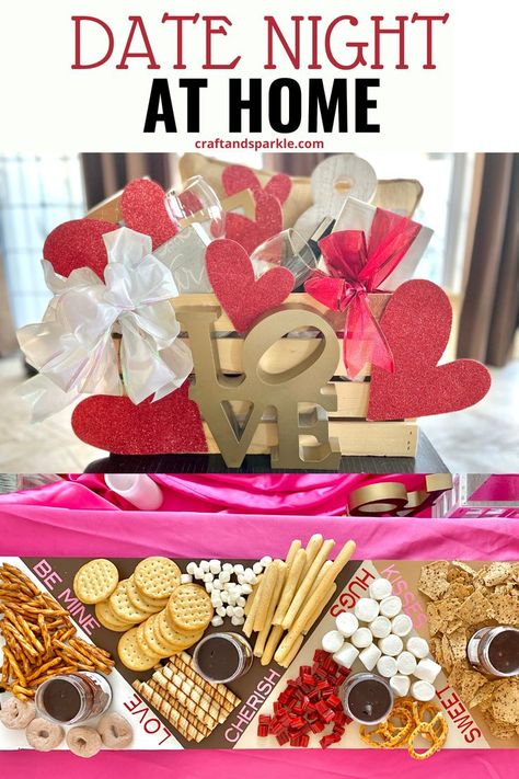 Date Night Gift Basket, Rose Picnic, Date Night Gift, Date Night At Home, Date Night Gifts, Dessert Board, Romantic Date Night Ideas, Valentine's Day Gift Baskets, Romantic Dinner For Two