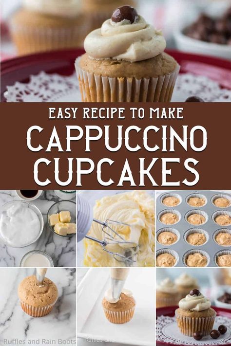 Cappuccino Cupcakes Recipe, Coffee Flavored Cupcakes, Cappuccino Cupcakes, Mini Cupcake Recipes, Cupcake Board, Flavored Cupcakes, Cupcake Recipes From Scratch, Delicious Cupcakes Recipes, Specialty Cupcakes