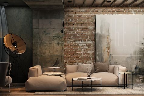 Industrial Scandinavian Interior, Urban Style Interior, Urban Apartment, Loft Interiors, Urban Loft, Brick Walls, Scandinavian Interior Design, Loft Design, Scandinavian Interior