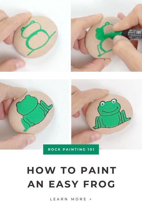 Rock Painting Tutorials | How to paint a Frog | Facebook Rock Painting Tutorials, Rock Tutorial, Frog Rock, Rock Painting Supplies, Painting 101, Rock Painting Tutorial, Rock Videos, Easy Animals, Rock Painting Ideas Easy