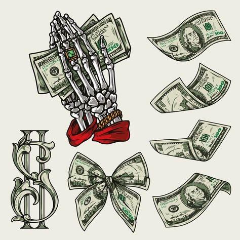 Dollar Sign With Crown Tattoo, Dollar Sign Drawing, Dollar Drawing, Dollar Illustration, Money Design Art, Dollar Tattoo, Money Vector, Dollar Design, Vintage Tshirt Design