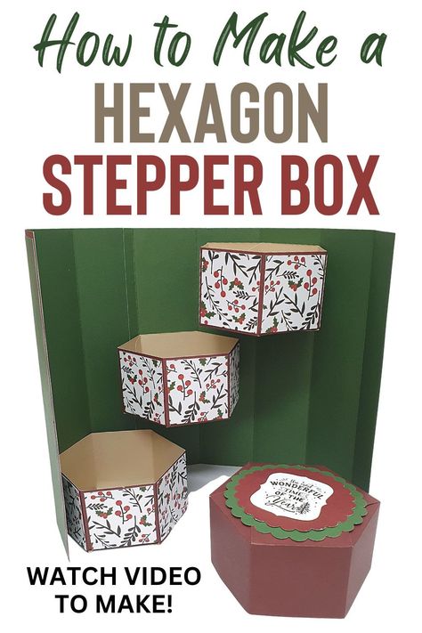 Find out how to make a hexagon stepper box. A unique DIY paper gift box with three ties, all in a hexagon shape. An easy to follow video to make this handmade paper stepper gift box that is unique and beautiful Paper Box Tutorial, Diy Christmas Paper, Christmas Paper Craft, Easter Paper Crafts, Paper Box Diy, Make Someone Happy, Craft Projects For Adults, Halloween Paper Crafts, Paper Craft Videos