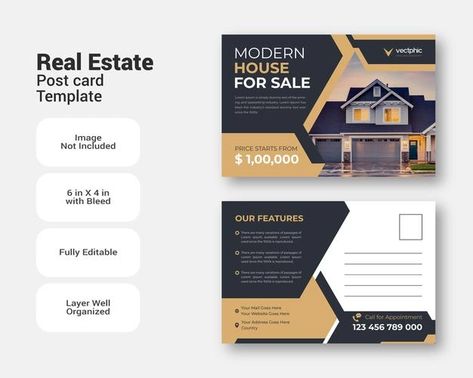 Postcard Mailer, Postcard Layout, Real Estate Postcards, Modern Homes For Sale, Estate House, Banner Design Inspiration, House Sale, Real Estat, Banner Images