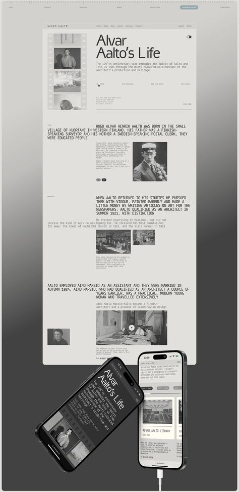 CORPORATE WEBSITE redesign [Alvar Aalto Foundation] Archive Website Design, Website Typography Design, Image Gallery Web Design, Brutalist Website, Architect Website Design, Cafe Website Design, Editorial Website, Text Website, Design Portfolio Website