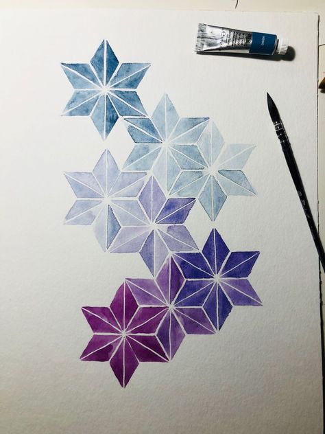 Watercolor Art Geometric, Watercolor Geometric Art, Geometric Pattern Painting, Watercolor Geometric Pattern, Geometric Watercolor Painting, Geometric Watercolor Art, Islamic Geometric Art, Geometric Doodles, Watercolour Geometric