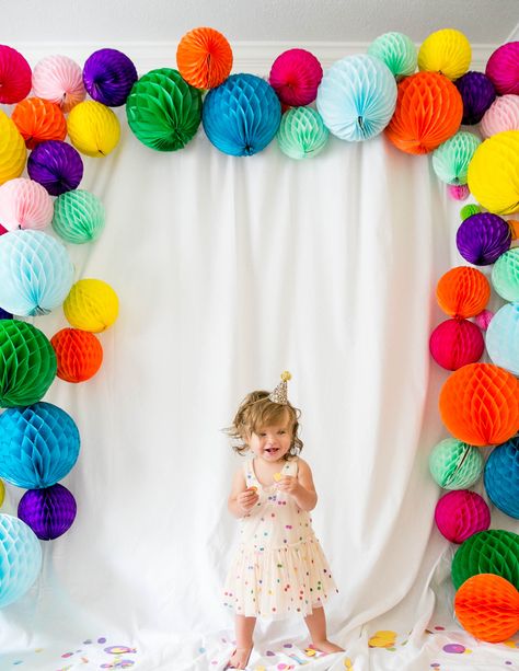 Ball Birthday, Party Projects, Rainbow Birthday Party, Photo Booths, Confetti Party, Project Nursery, Rainbow Birthday, Paper Lanterns, 2nd Birthday Parties