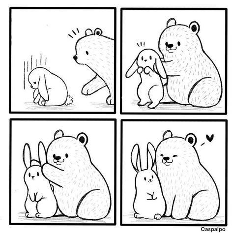 Artist Shows The Daily Life Of A Couple Formed By A Bear And A Rabbit And This Is Very Cute Bunny Kiss, Bear And Rabbit, Bear And Bunny, Cute Couple Comics, Some Bunny Loves You, Couples Comics, Bear Tattoo, Sonic Fan Characters, Bunny And Bear