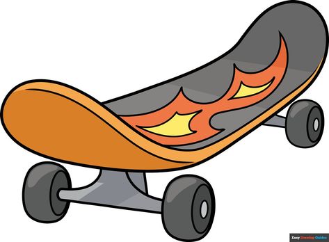 Learn How to Draw a Cartoon Skateboard: Easy Step-by-Step Drawing Tutorial for Kids and Beginners. See the full tutorial at https://easydrawingguides.com/how-to-draw-a-cartoon-skateboard/ . Skateboard Craft, Skateboard Drawing, Surfboard Drawing, Skateboard Cartoon, Cartoon Skateboard, Skateboard Birthday Party, Sport Art Projects, Skateboard Birthday, Skateboard Pictures