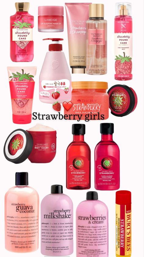 If You Want To Smell Like Strawberries, Fruity Scented Shower Routine, How To Smell Like Strawberry Shortcake, Strawberry Scented Shower Routine, Fruity Scent Combos, How To Smell Fruity, How To Smell Like Strawberries, Strawberry Scents, Strawberry Cosmetics