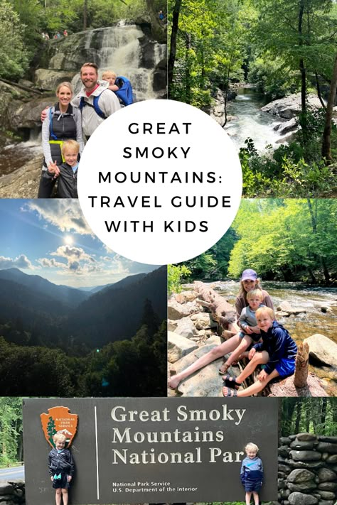 collage of smoky mountains hiking for families with kids Smoky Mountains Family Vacation, Hiking Smokey Mountains, Smoky Mountain National Park Hikes, Smokey Mountains Tennessee With Kids, Smoky Mountains With Kids, Smokey Mountains With Kids, Great Smoky Mountains With Kids, Smoky Mountain Trails, Tennessee Family Vacation