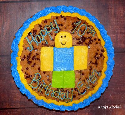 Katy's Kitchen: Roblox Noob Cookie Cake Roblox Cookie Cake, Noob Cake, Aqua Cake, Jack Hudson, Roblox Birthday Cake, Roblox Noob, Roblox Party, Robot Birthday Party, 7th Birthday Party Ideas