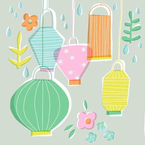 Salli Swindell, Food Illustrator on Instagram: “Lovely Lanterns for Day 4 of our Illustration Garden Party 🌸 — This 8 x 8 square on my iPad is a space of comfort during these times of…” Summer Garden Illustration, Lantern Illustration, Party Illustration, Garden Lantern, Garden Illustration, Summer Garden Party, Garden Lanterns, Illustrators On Instagram, Summer Garden