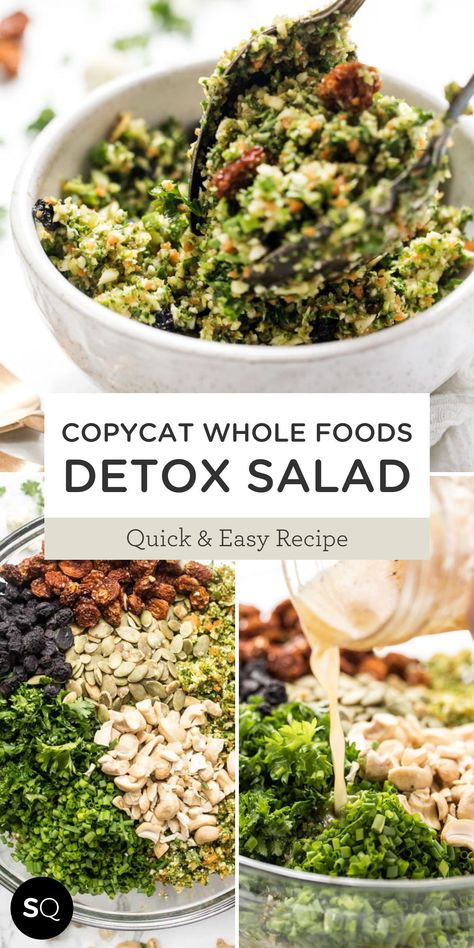 Learn how to make your own copycat version of the Whole Foods Detox Salad! Quick, easy, packed with nutrients and a great way to cleanse the body. Copycat Whole Foods Detox Salad It's inspired by the Whole Foods Detox Salad from their salad bar. Copycat Whole Foods Detox Salad | Healthy Recipe | Summer Salad Idea | Simply Quinoa Anti Bloat Salad, Food Processor Salads, Crunchy Detox Salad, Whole Foods Salad Bar Recipes, Gut Healing Salad Recipes, Detox Salad Recipes Clean Eating, Healthy Gut Salad, Detox Foods Recipes, Gut Friendly Salad