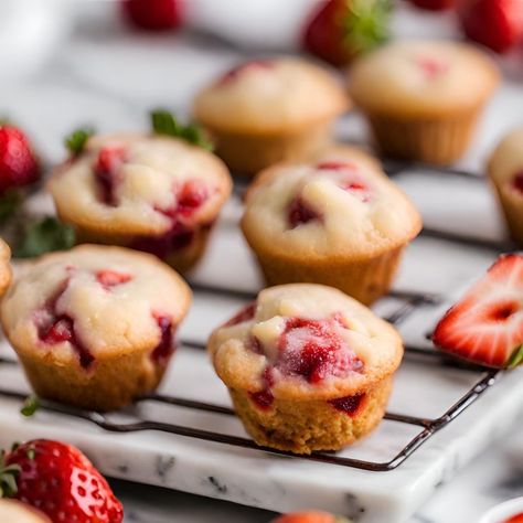 Healthy Strawberry Muffins, Muffins For Toddlers, Exercise Snacks, Strawberry Muffins Healthy, Mini Muffin Recipe, Toddler Muffins, Healthier Snacks, Baby Meals, Toddler Recipes