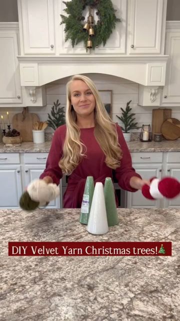 Country Homes 🏡🌾🐄 on Instagram: "@ourwintonhome shows us how to create these DIY Velvet Yarn Christmas Trees! 🎄🎅 This is such a fun and cute idea! ☃️ What do you think? 👀 Follow @ourwintonhome for more videos and TAG a friend who will LOVE this too! ❤️👇 (📸 @ourwintonhome)⠀⠀⠀ .⠀⠀⠀ .⠀⠀⠀ 👉 Follow @goosefarmsdrygoods for the cutest farmhouse decor! ❤️⠀ .⠀⠀⠀ .⠀⠀⠀ .⠀⠀⠀ #countryliving #countrylife #countrydecor #countrystyle #fixerupper #fixerupperstyle #fixerupperinspired #farmhouseinspired # Diy Velvet Christmas Trees, Michael Buble Christmas, Hearth And Hand With Magnolia, Fixer Upper Inspired, Velvet Yarn, Velvet Christmas, Fixer Upper Style, Country Homes, Cool Christmas Trees